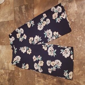 Xhilaration L navy blue floral crepe pants beach summer wide leg palazzo